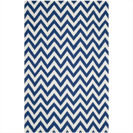 Safavieh 5 ft. x 8 ft. Medium Rectangle Contemporary Dhurries- Dark Blue and Ivory- Hand Woven Rug DHU557K-5